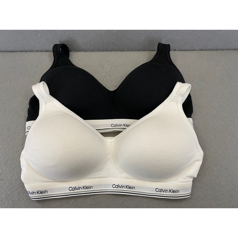 Calvin Klein 2 Pack Heritage Cotton Wireless Bralette Black White Womens Small